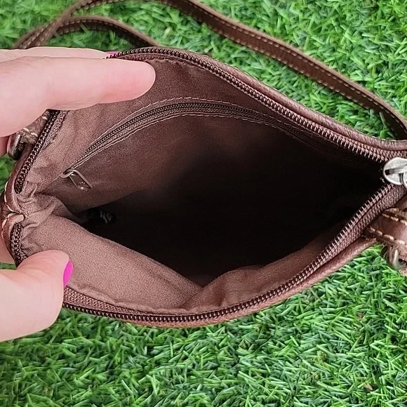 Fossil Brown Suede Leather Crossbody Bag - Picture 3 of 8